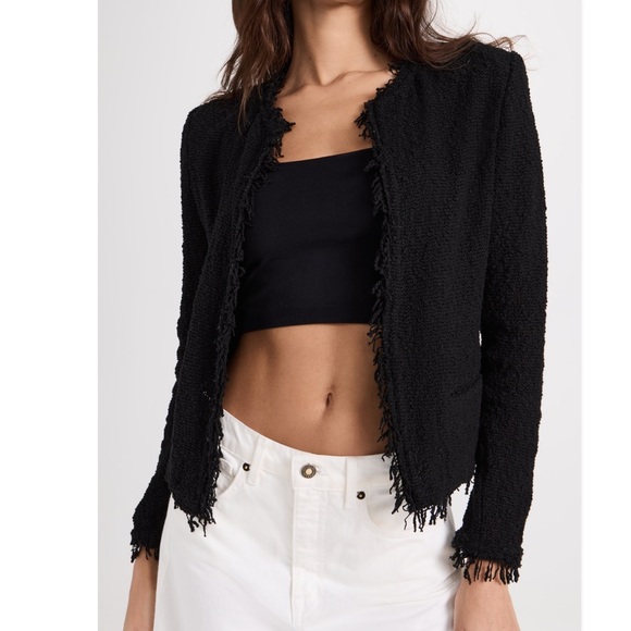 IRO Black Open Cof Jacket with Frayed Trim - Picture 3 of 8